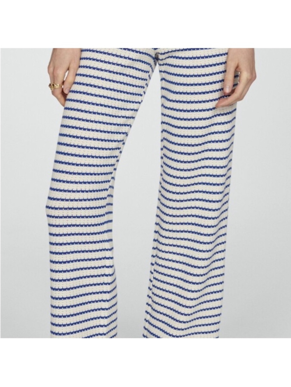 MANGO Crochet Striped Pants